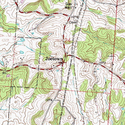 Topographic Map of Joetown, OH