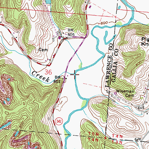 Topographic Map of Johns Creek, OH