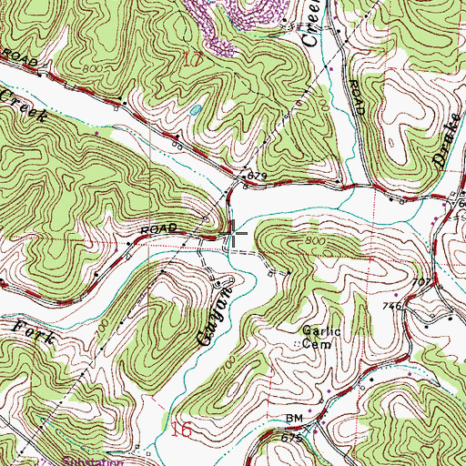 Topographic Map of Johns Creek, OH