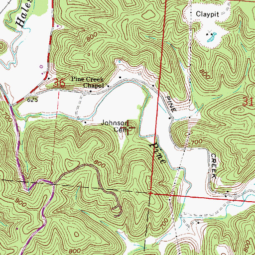 Topographic Map of Johnson Cemetery, OH