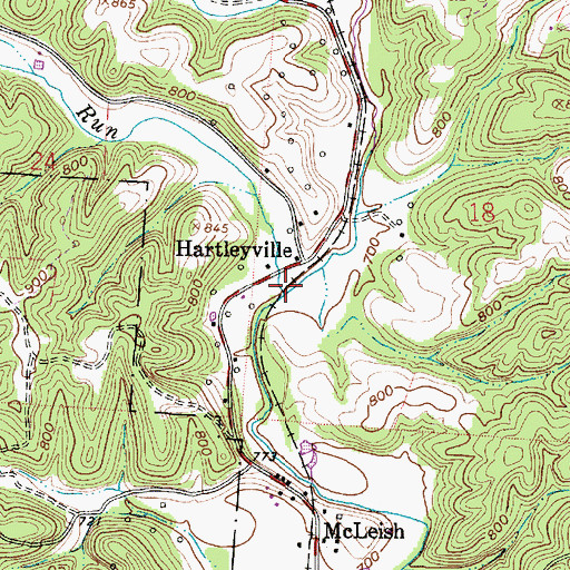 Topographic Map of Johnson Run, OH