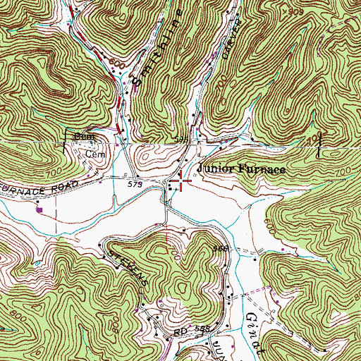 Topographic Map of Junior Furnace, OH
