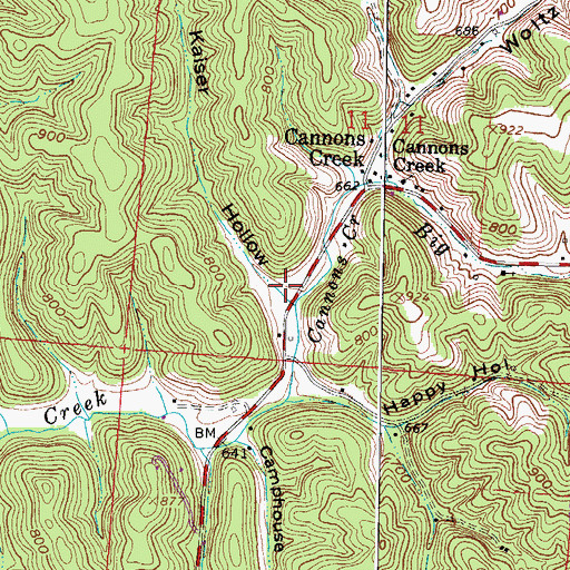 Topographic Map of Kaiser Hollow, OH
