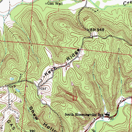 Topographic Map of Keck Ridge, OH