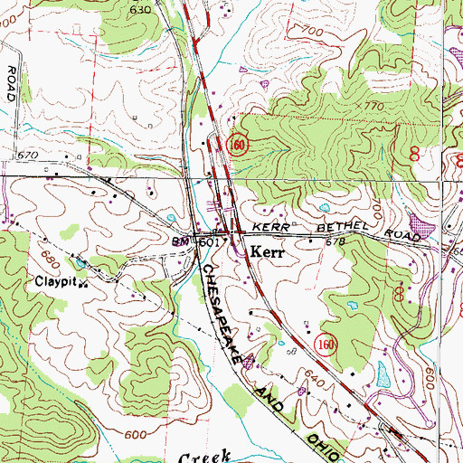 Topographic Map of Kerr, OH