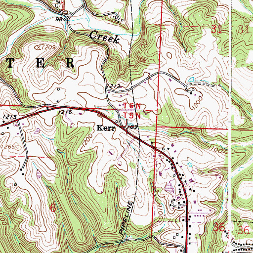 Topographic Map of Kerr, OH