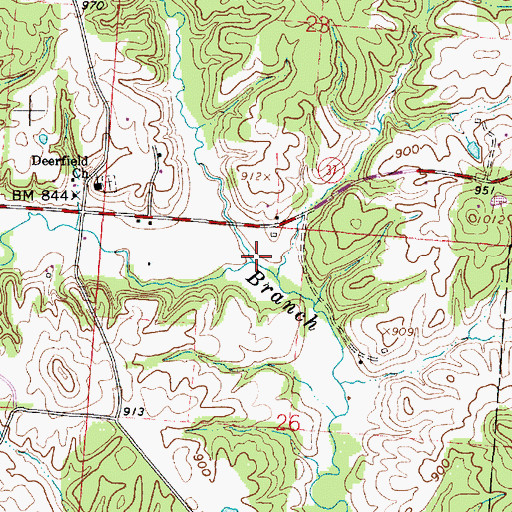 Topographic Map of Kickapoo Creek, OH