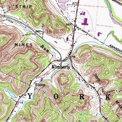 Topographic Map of Kimberly, OH