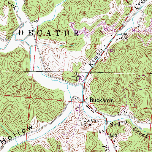 Topographic Map of Kimble Creek, OH