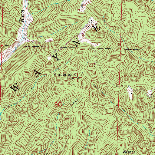 Topographic Map of Kinderhook Cemetery, OH
