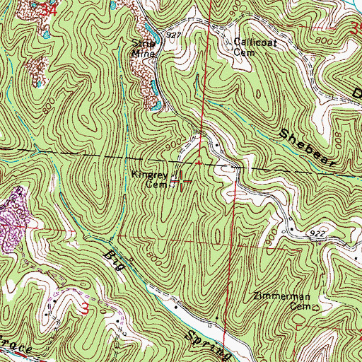Topographic Map of Kingrey Cemetery, OH