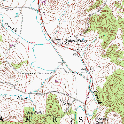 Topographic Map of Kitten Run, OH