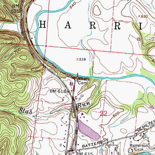 Topographic Map of Knore Cemetery, OH