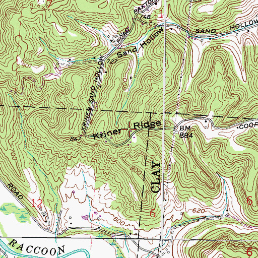 Topographic Map of Kriner Ridge, OH
