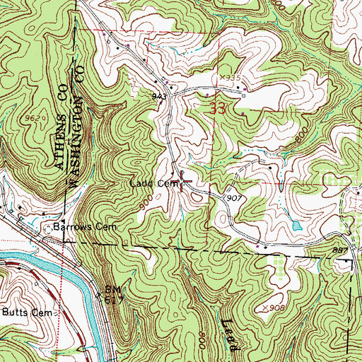 Topographic Map of Ladd Cemetery, OH