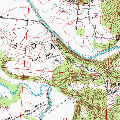 Topographic Map of Lair Cemetery, OH