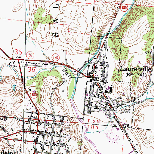 Topographic Map of Laurel Run, OH