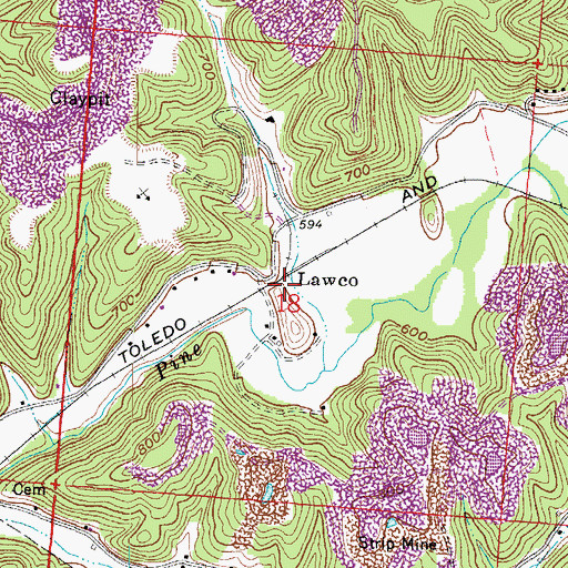 Topographic Map of Lawco, OH