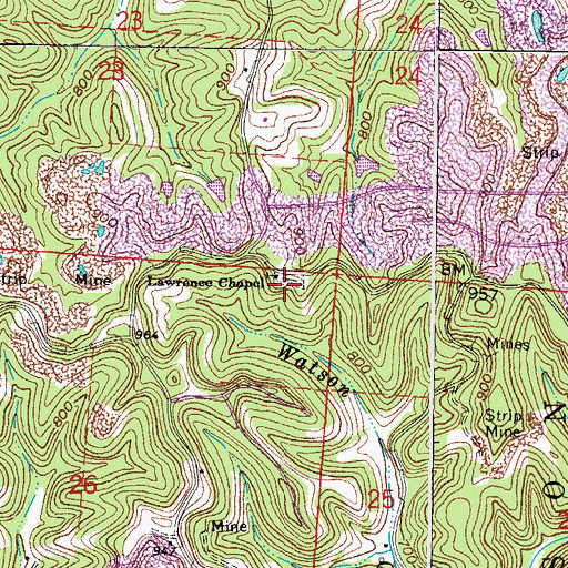 Topographic Map of Lawrence Chapel, OH
