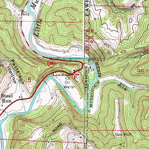 Topographic Map of Lawrence Baptist Church, OH