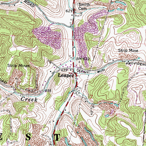 Topographic Map of Leaper, OH