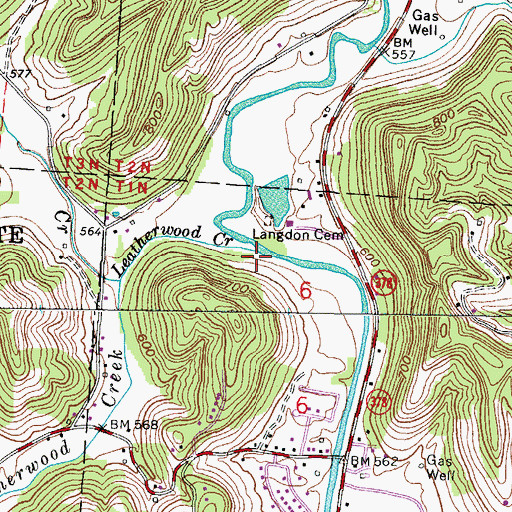 Topographic Map of Leatherwood Creek, OH