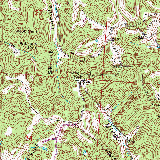 Topographic Map of Leatherwood Cemetery, OH