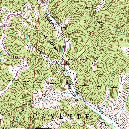 Topographic Map of Leatherwood Church, OH