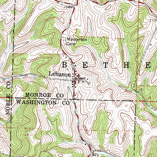 Topographic Map of Lebanon, OH