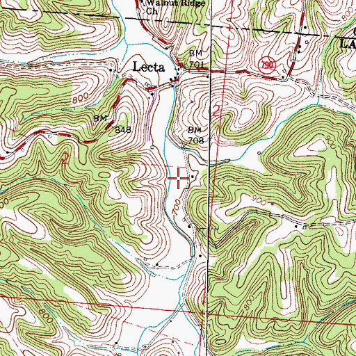 Topographic Map of Lecta, OH
