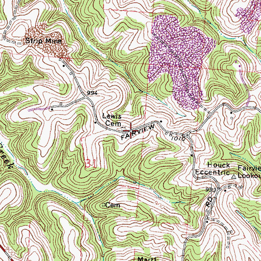 Topographic Map of Lewis Cemetery, OH