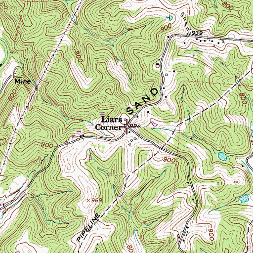Topographic Map of Liars Corner, OH