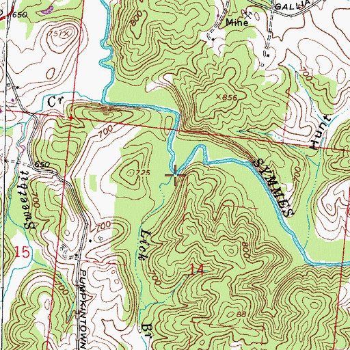 Topographic Map of Lick Branch, OH