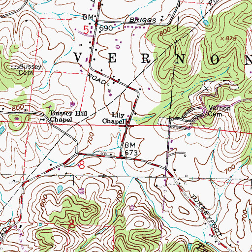 Topographic Map of Lily Chapel, OH