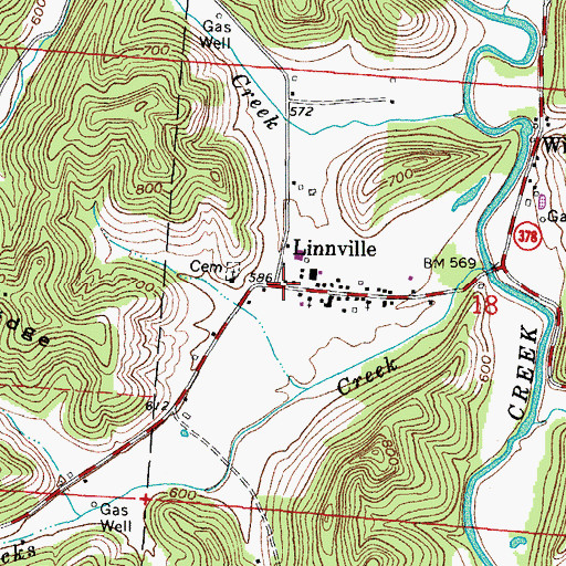 Topographic Map of Linnville, OH