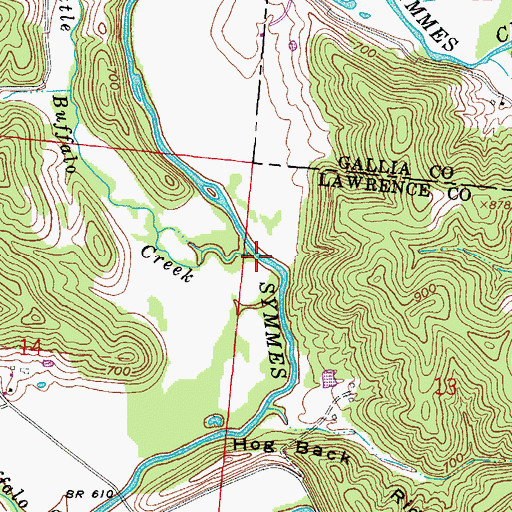 Topographic Map of Little Buffalo Creek, OH