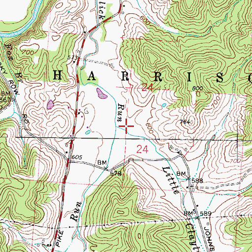 Topographic Map of Little Claylick Run, OH