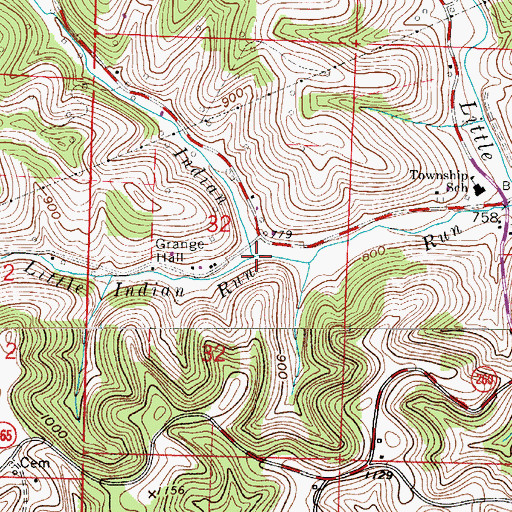 Topographic Map of Little Indian Run, OH