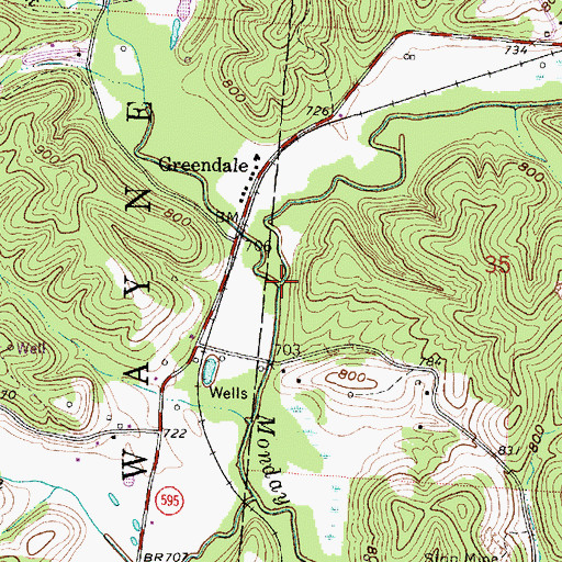 Topographic Map of Little Monday Creek, OH
