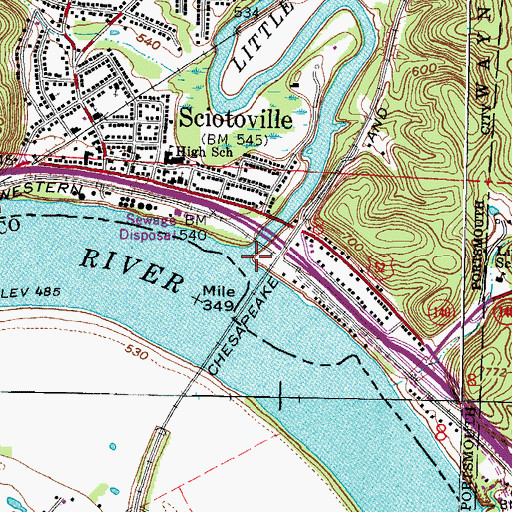 Topographic Map of Little Scioto River, OH