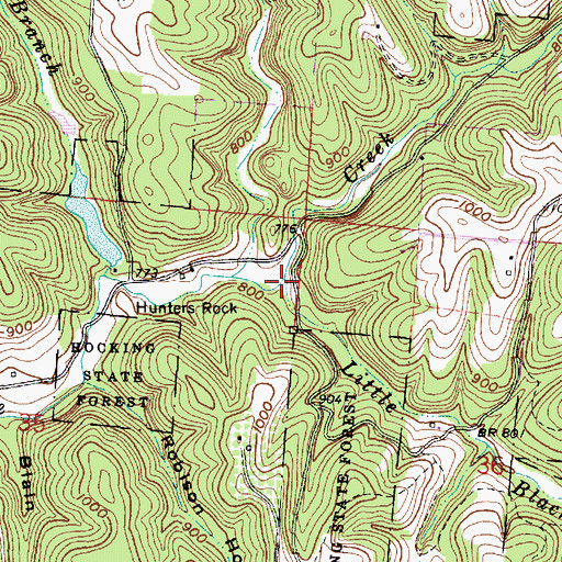 Topographic Map of Little Blackjack Branch, OH