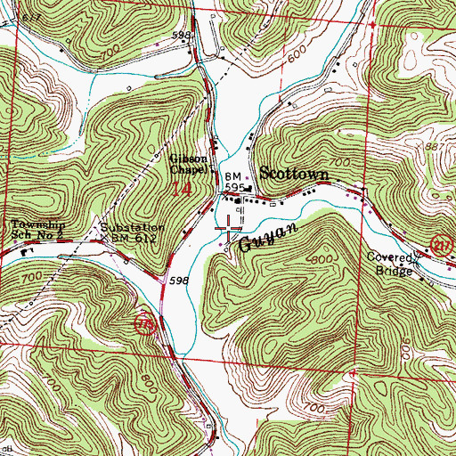 Topographic Map of Little Indian Guyan Creek, OH