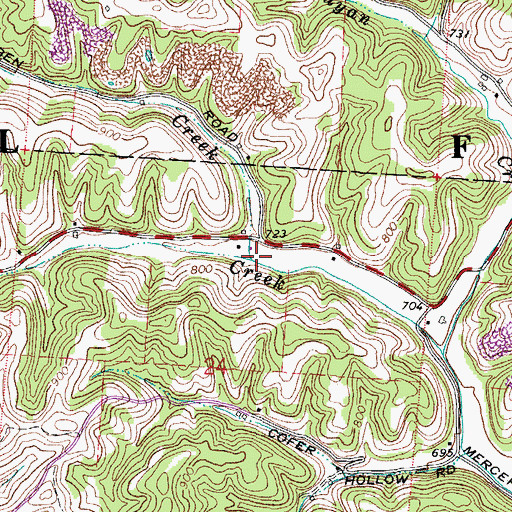 Topographic Map of Little Perigen Creek, OH