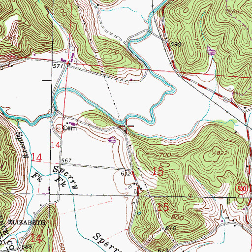Topographic Map of Little Pine Creek, OH