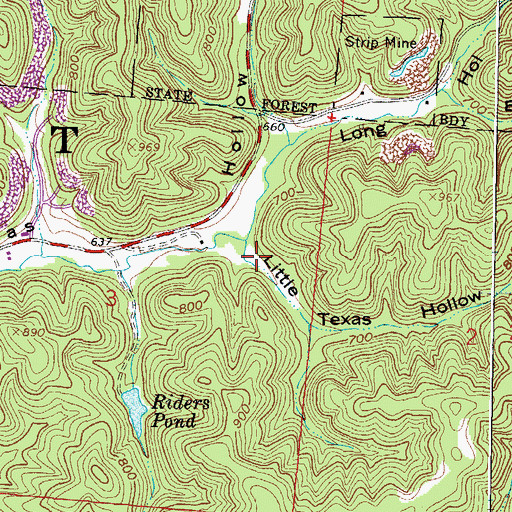 Topographic Map of Little Texas Hollow, OH