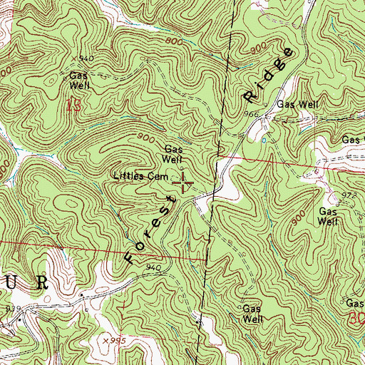 Topographic Map of Littles Cemetery, OH