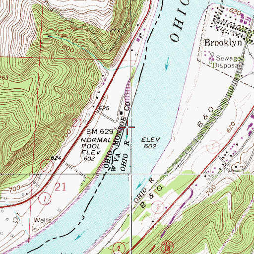 Topographic Map of Lock Fifteen, OH