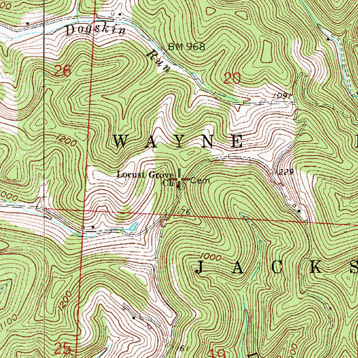 Topographic Map of Locust Grove Church, OH
