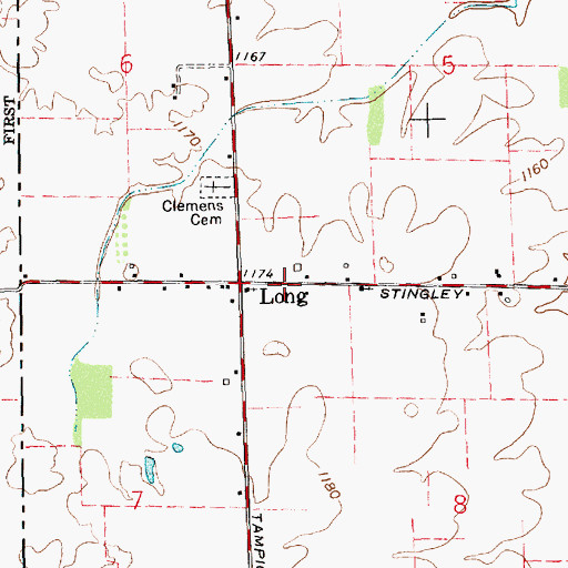 Topographic Map of Long, OH