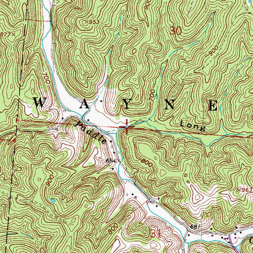 Topographic Map of Long Hollow, OH